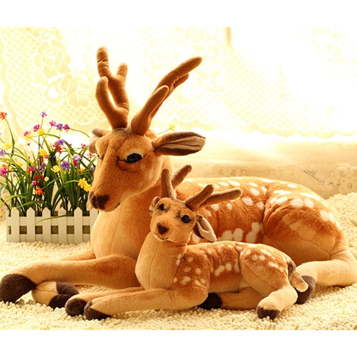 Realistic deer plush toy, cute deer plush toy, interior goods, present/gift 50cm/60cm/80cm/90cm (90cm)