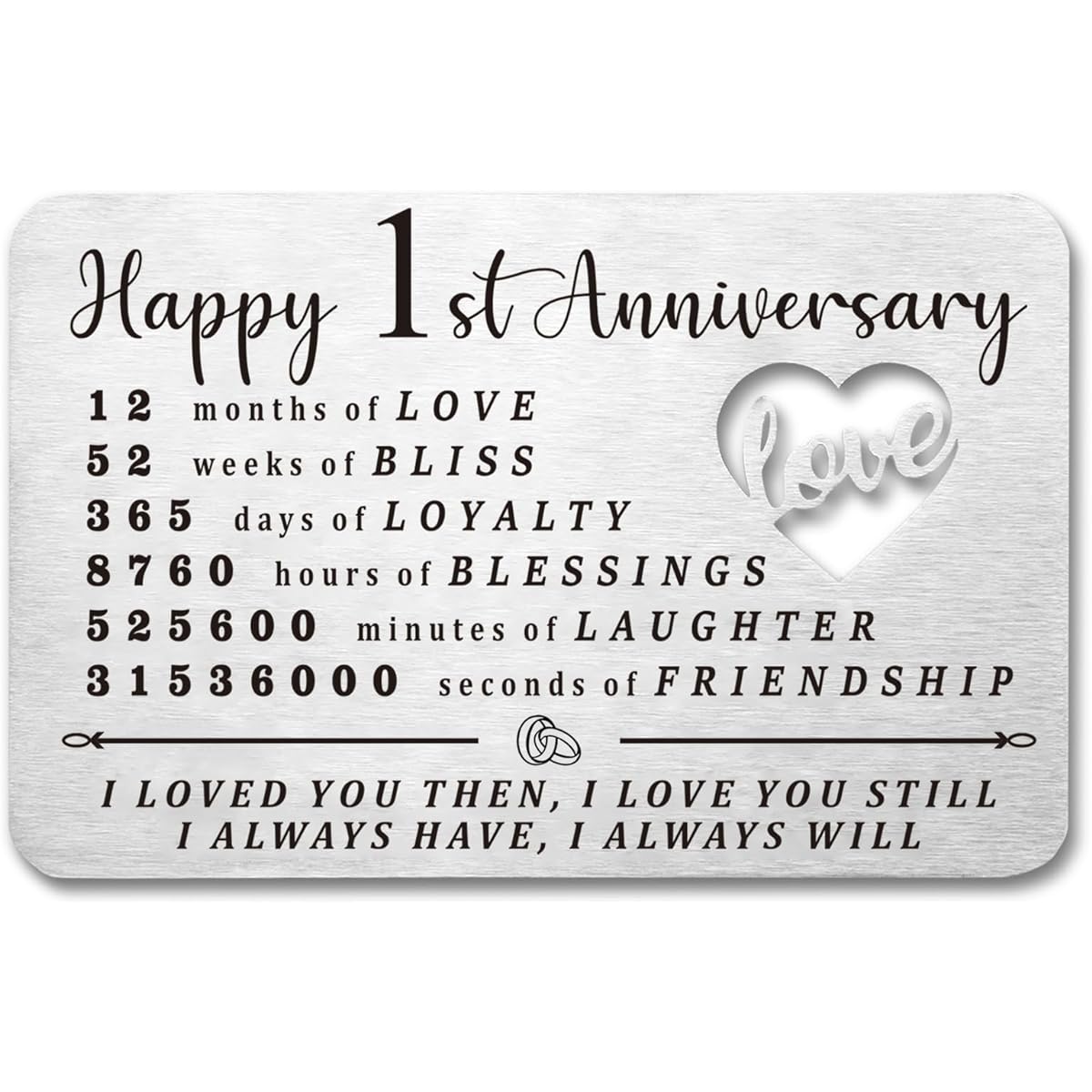 Luptiteuy 1st Anniversary Wallet Card Gifts for Her, Husband Wife Boyfriend Girlfriend, 1st Anniversary Cards for Him and Her, Happy 1st Anniversary Gifts for Couples