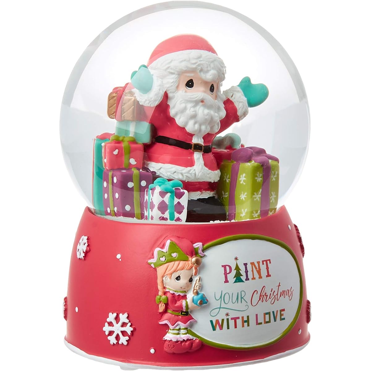 Precious Moments Paint Your Christmas Love 11th Santa 4th Annual Elf Resin and Glass Musical Snow Globe 191103 Water Ball One Size Multi