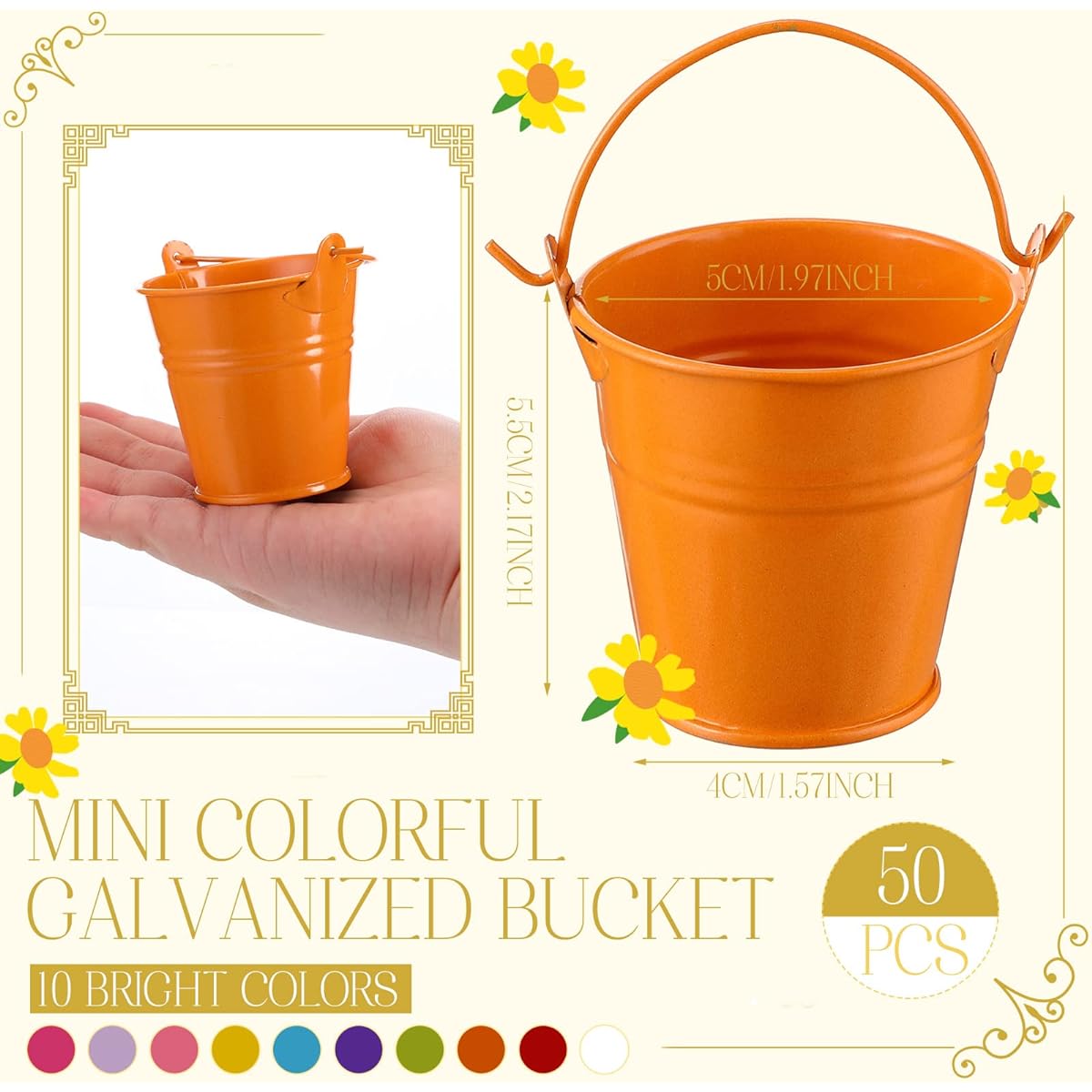 Mini Colorful Galvanized Bucket Small Metal Bucket with Handle Metal Bucket Kids Classroom Craft Succulent Party Favors