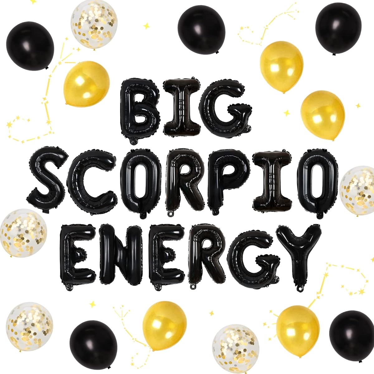 Scorpio Birthday Party Decorations - Large Scorpio Energy Balloon Banner 12 Zodiac Signs Horoscope Birthday Supplies with Confetti Balloons for Women Girls 18th 21st 25th 30th Birthday