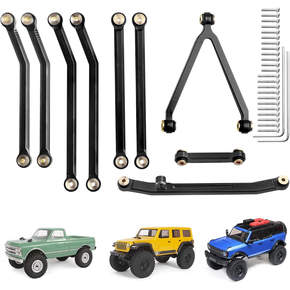 HobbyPark SCX24 Chevy C10 Link Set High Clearance Aluminum Steering Linkage Replacement Parts for Axial SCX24 C10 Upgrade