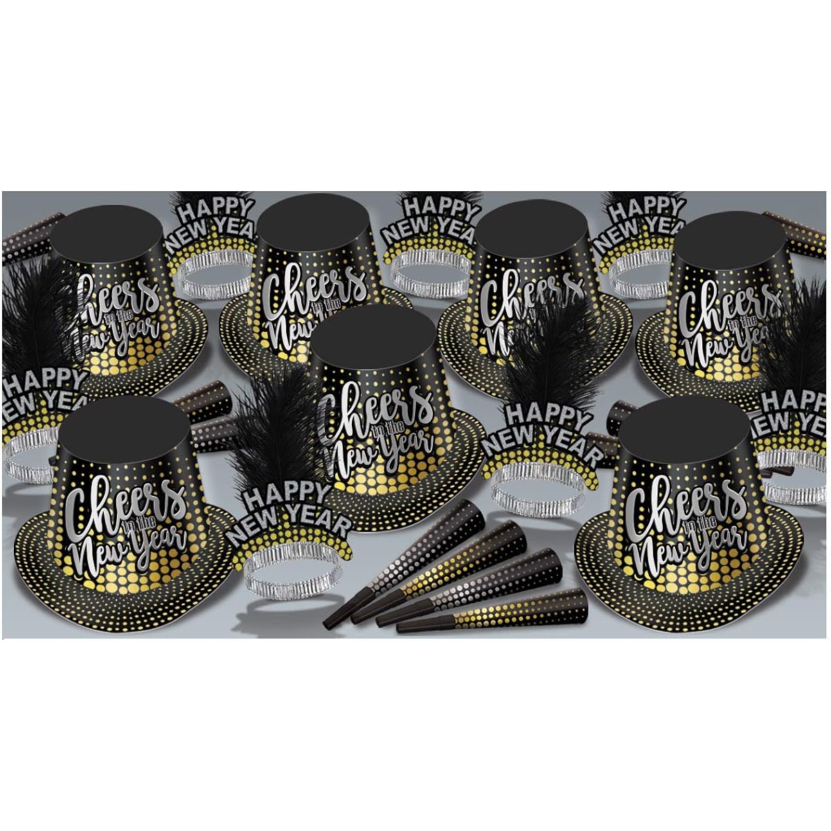 Beistle 88384-50 Silver & Gold Cheers NY Assortment for 50 people