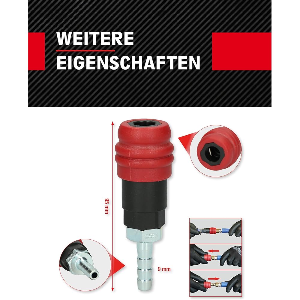 KS Tools 2 Level Pneumatic Safety Coupling with Hose Nozzle 9 mm 999.9096