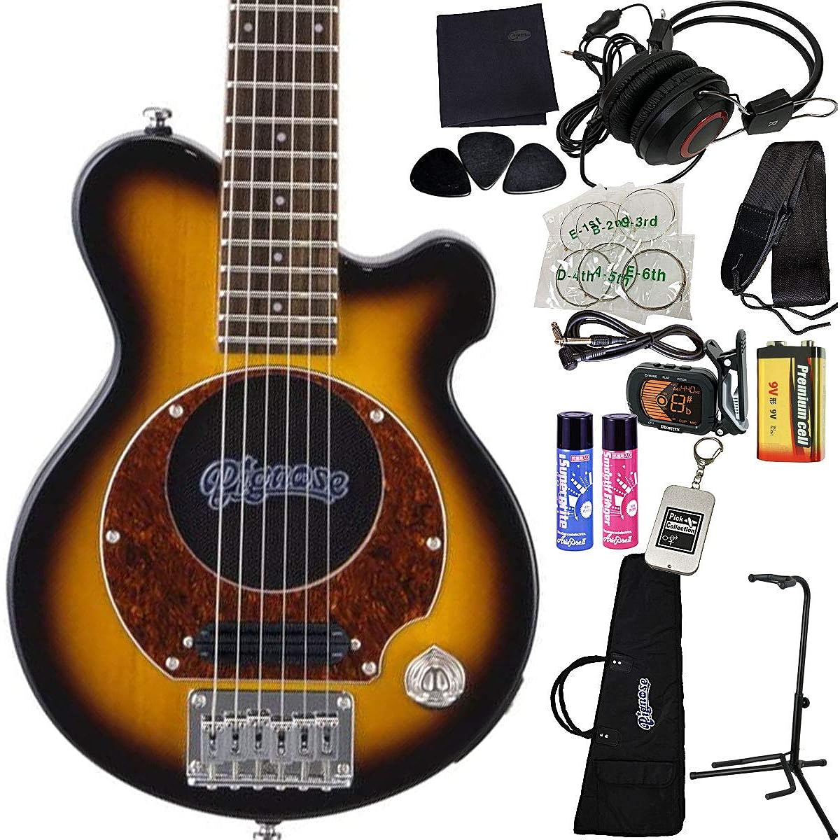 PIGNOSE PGG-200BS Super satisfying 14-piece set for beginners Pignose Brown Sunburst