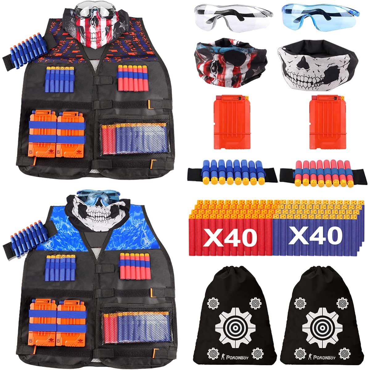 POKONBOY Tactical Vest Kit for Nerf Guns N-Strike Elite Series, Set of 2