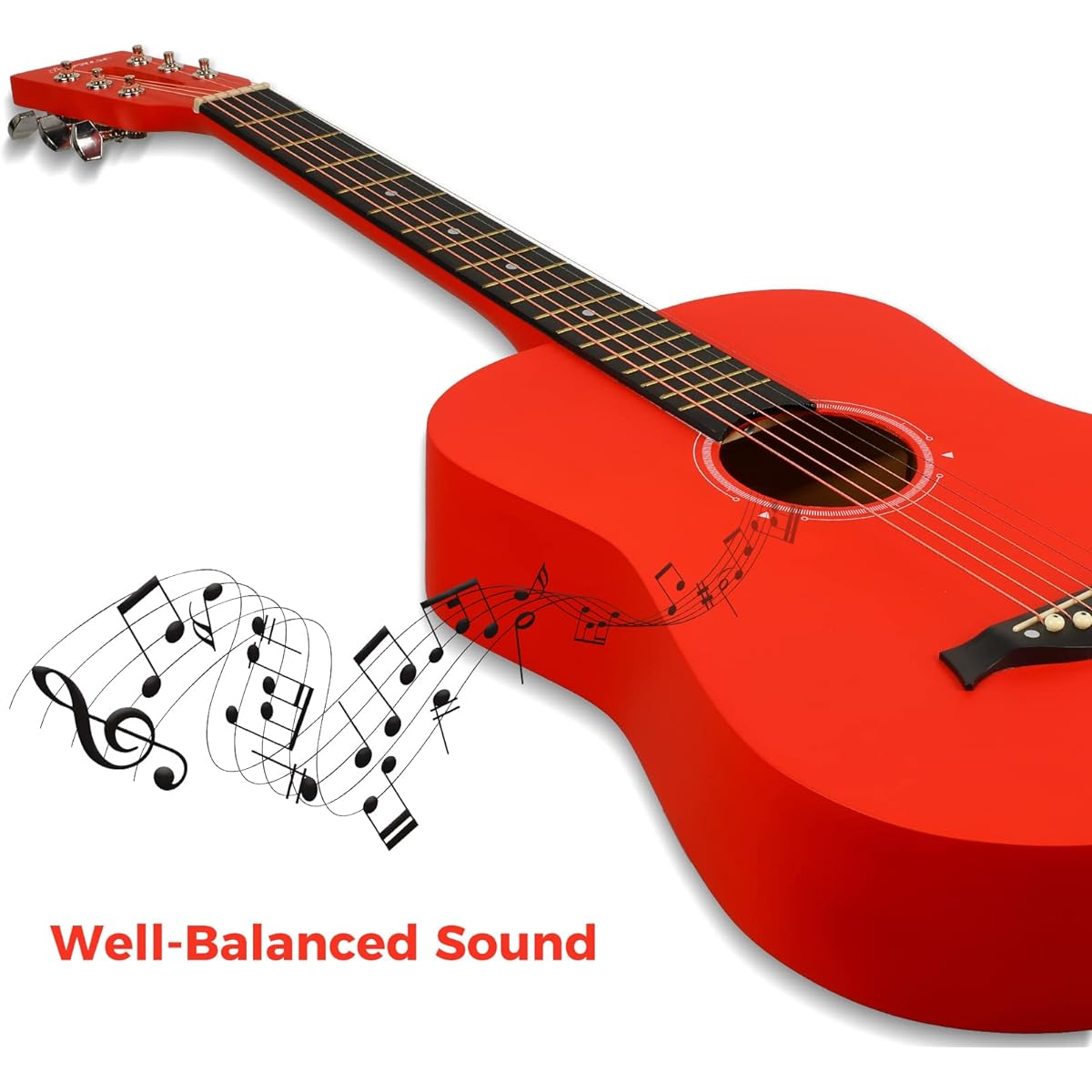 Asmuse 38" Acoustic Guitar Kit - Full Size Classical Acoustic Guitar 6 String with Gig Bag, Tuner, Picks, Straps and Accessories for Beginners, Adults and Teens (Red)