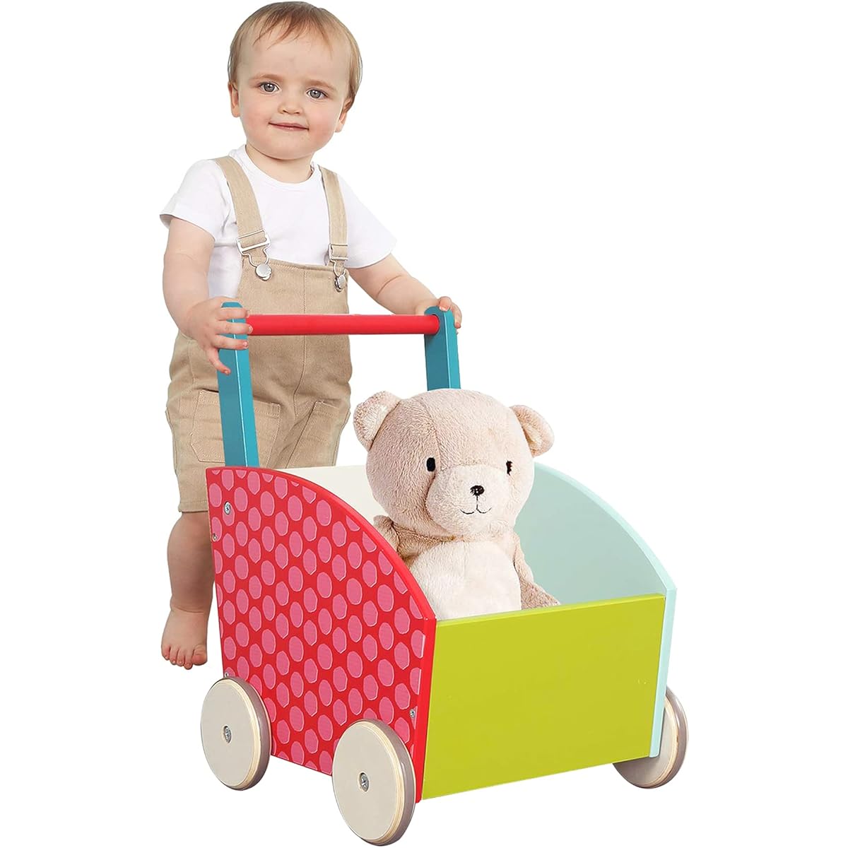 Labebe Kids Walker Push & Pull Wheelbarrow Toy Wagon Toy Clack Walker - Green Hedgehog