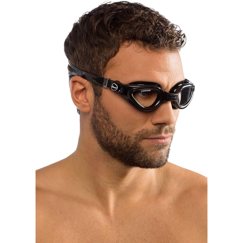 CRESSI Swimming Goggles Unisex [RIGHT] Curved Lens UV Protection, Scratch Prevention, Shatterproof Treatment [Genuine Product]