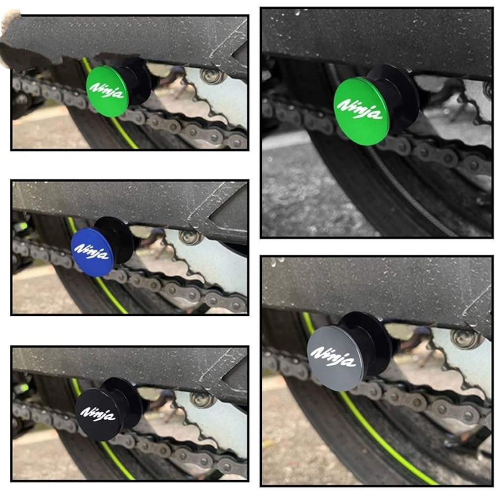 DOOREX M8 Motorcycle CNC Swing Arm Spool Stand Screw Slider for Kawasaki Ninja 400 650 1000/1000SX Ninja400 Ninja650 Ninja 1000/1000SX Swing Arm Slider Spool (Size : Green)