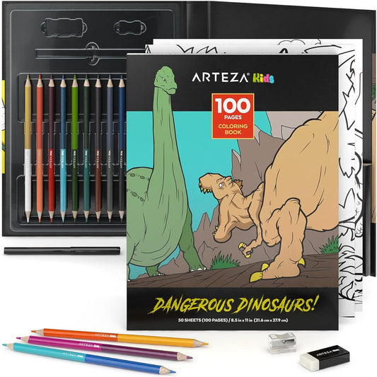 Arteza Kids Advanced Dinosaur Coloring Kit