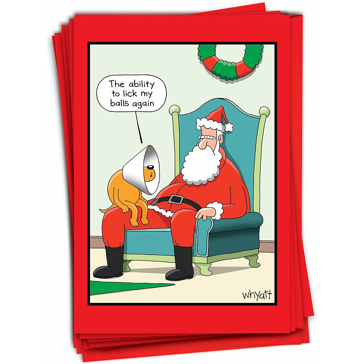 NobleWorks Funny Christmas Greeting Cards with Envelopes Humorous Holiday Box for Men and Women (1 Design, 12 Cards) - Corn Dog C3409XSG-B12x1