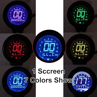 Aramox Motorcycle Speedometer 12V Universal Motorcycle Multifunction Meter Tachometer Odometer Fuel Gauge Speedometer Silver