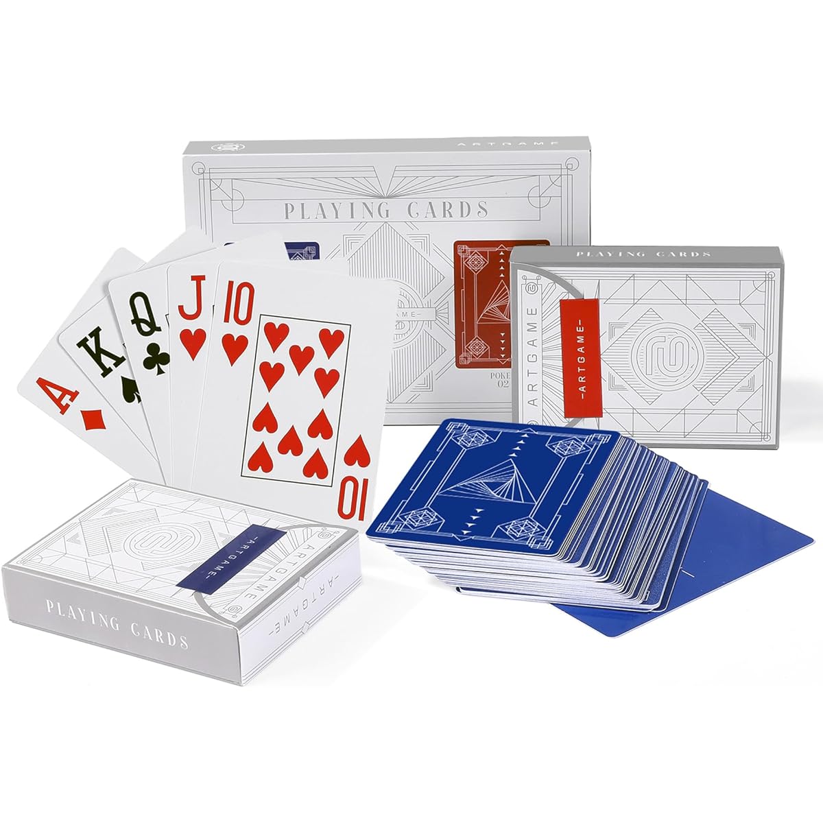 Artgame 100% Plastic Playing Cards 2 Decks Poker Card Set Professional Playing Cards for Texas Hold'em Poker (10 Decks Set)