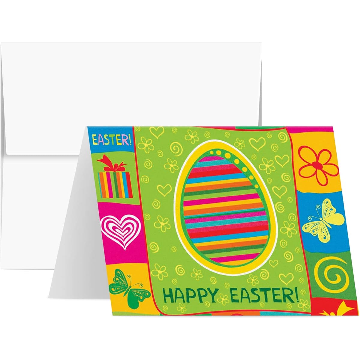 Happy Easter Bulk Folded Greeting Cards for Invitations/Gifts/Thank You Notes/Announcements - Blank Inside | 4.25 x 5.5 inches (A2 Size) | 25 Cards and 25 Envelopes