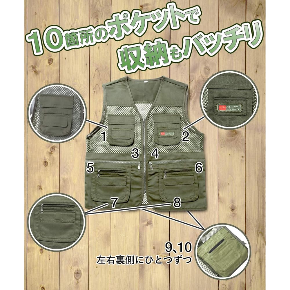[MAKANATS] Fishing Vest Mesh 10 Pockets Photography Fishing Vest