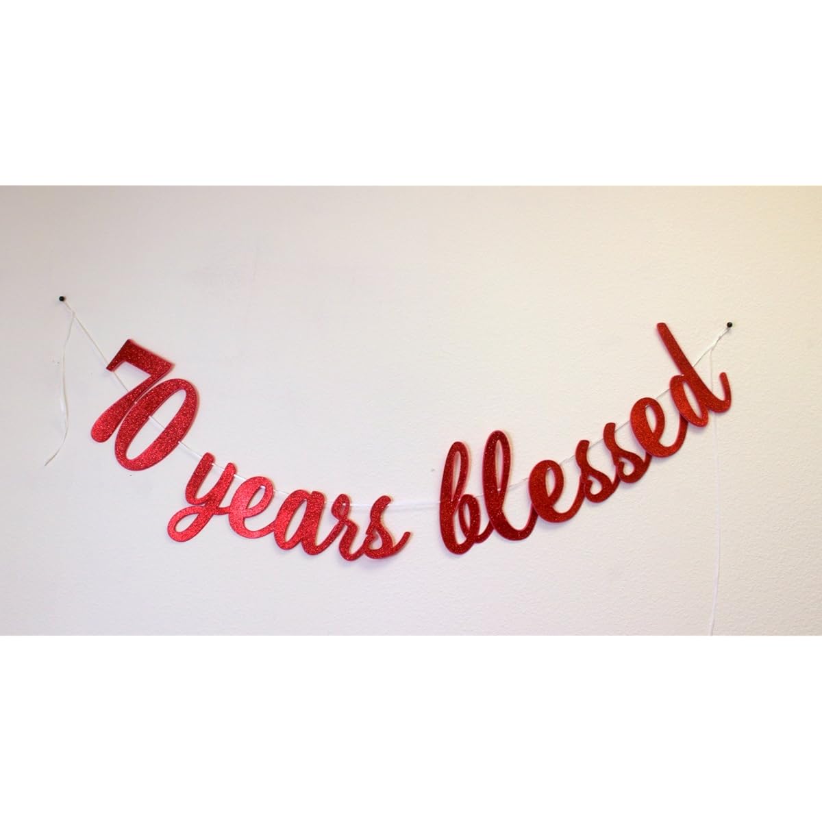 All About Details 70 Years Blessed Cursive Banner 1 Piece 70th Birthday Banner 70th Anniversary Banner 70th Birthday Decorations 70th Anniversary Decorations (Red)