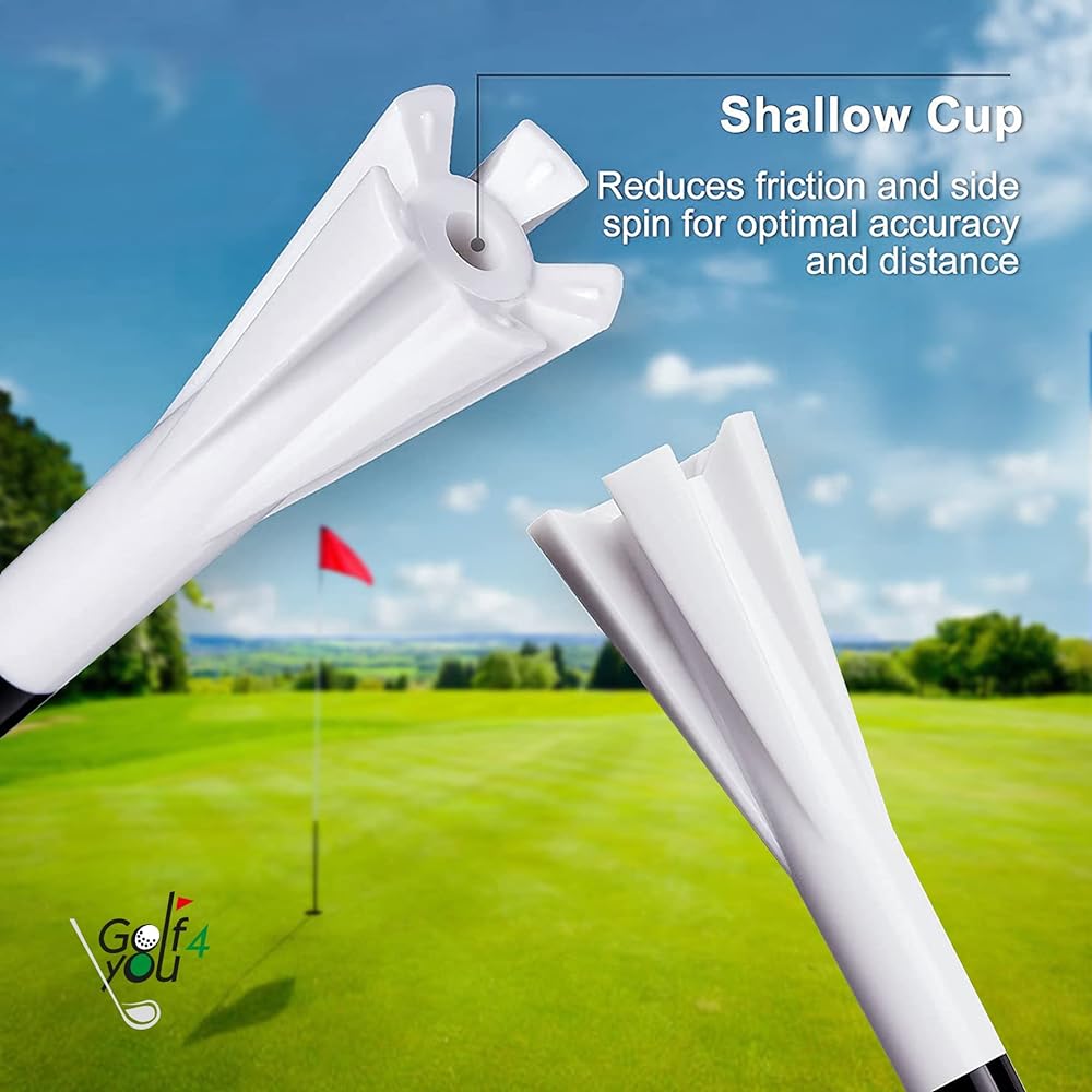 Premium Plastic Golf Tees, 5 Prongs, Total Length 83 and 38mm 50 Units, Reduce Friction and Side Spin, Golf Accessories Low Friction Golf Tees 5 Prong