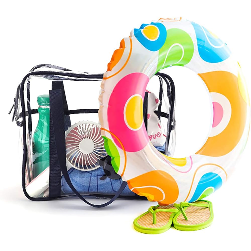 [Enkrio] Clear Bag, Transparent Vinyl Bag, Tote Bag, Pool Bag, Large Capacity, Shoulder Bag, Hot Spring, Travel, Business Trip