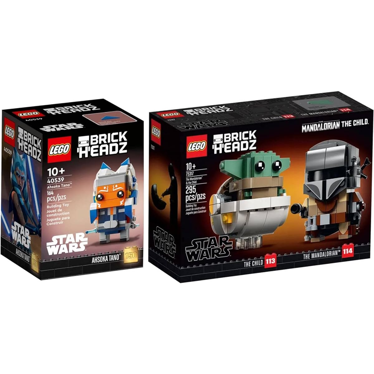 Lego Star Wars Ahsoka Tano (40539) + Mandalorian & Child (75317) Brickheadz Exclusive Bundle