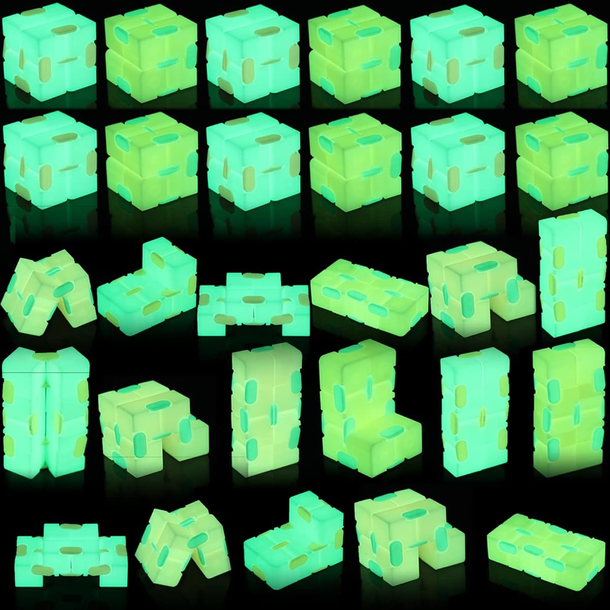 Glow in the Dark Infinity Cube 36 Pieces Fidget Cube Anxiety Relief Fidget Toy Bulk Fun Gadget Handheld Magic Sensory Stress Cube Toy Adults Little Teens Light Up Game Party Favor Birthday Gift