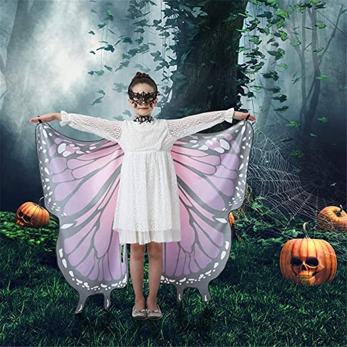 Butterfly Wings for Girls Kids Halloween Costume Fairy Shawl Festival Rave Dress