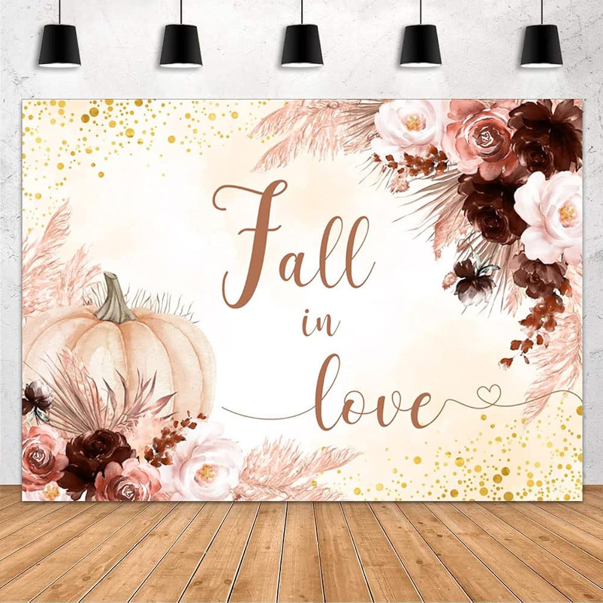 MEHOFOND 8x6ft Fall in Love Backdrop Boho Bridal Shower Party Decorations Bohemia Pampas Grass Decoration Wedding Anniversary Party Supplies Photo Backdrop Banner Dessert Table Photo Booth Studio