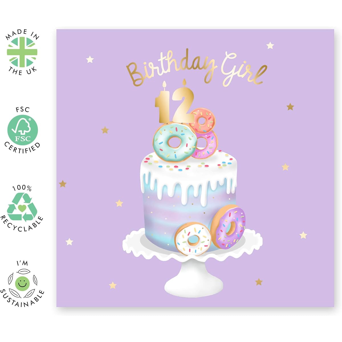 CENTRAL 23 - Cute Birthday Cards for Girls - 'Birthday Girl' - 12th Birthday - Sweet Birthday Cards for Her - Birthday Cards for Daughter - With Cute Stickers