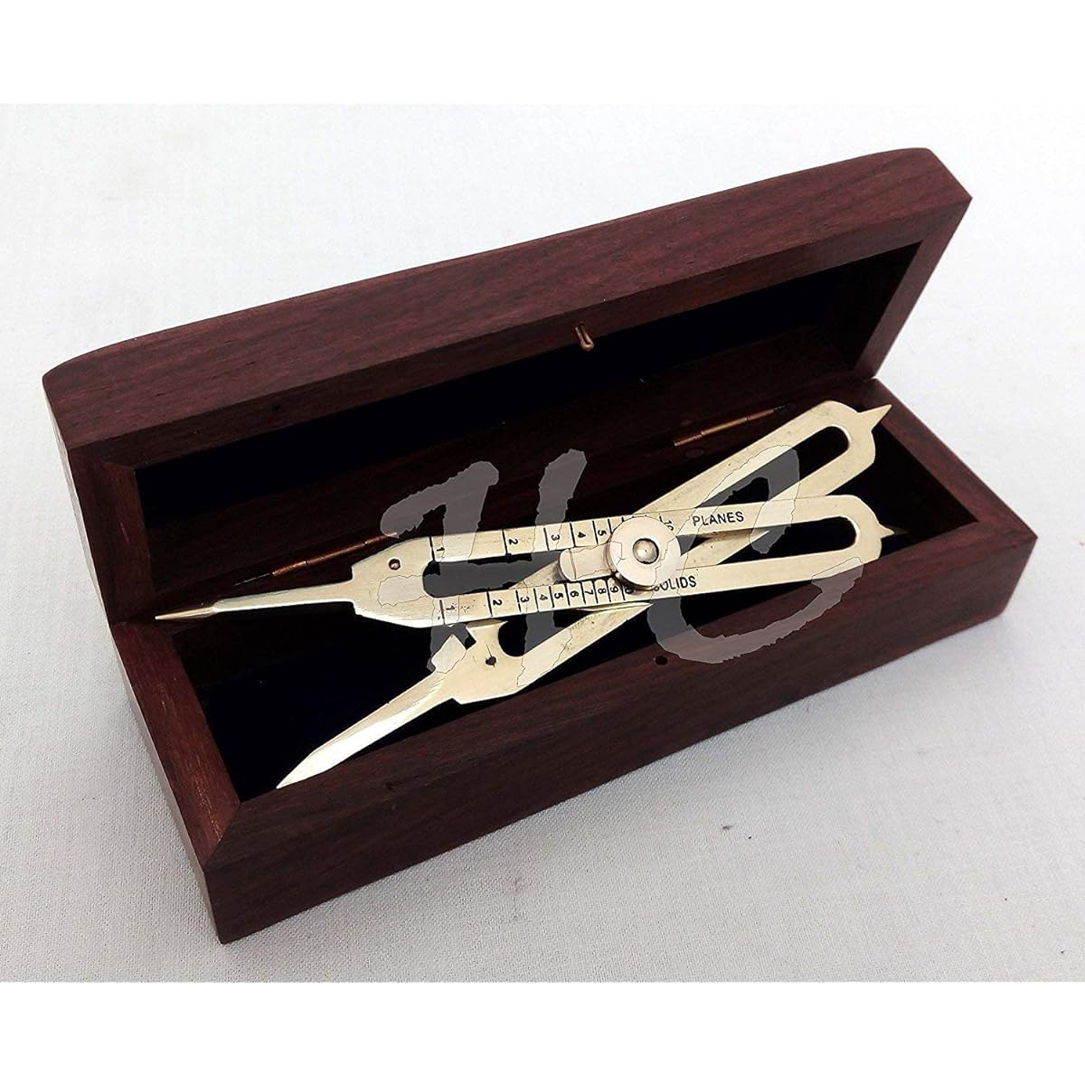 Humaira Nauticals Solid Brass Proportional Divider Marine Navigation Compass with Wooden Box