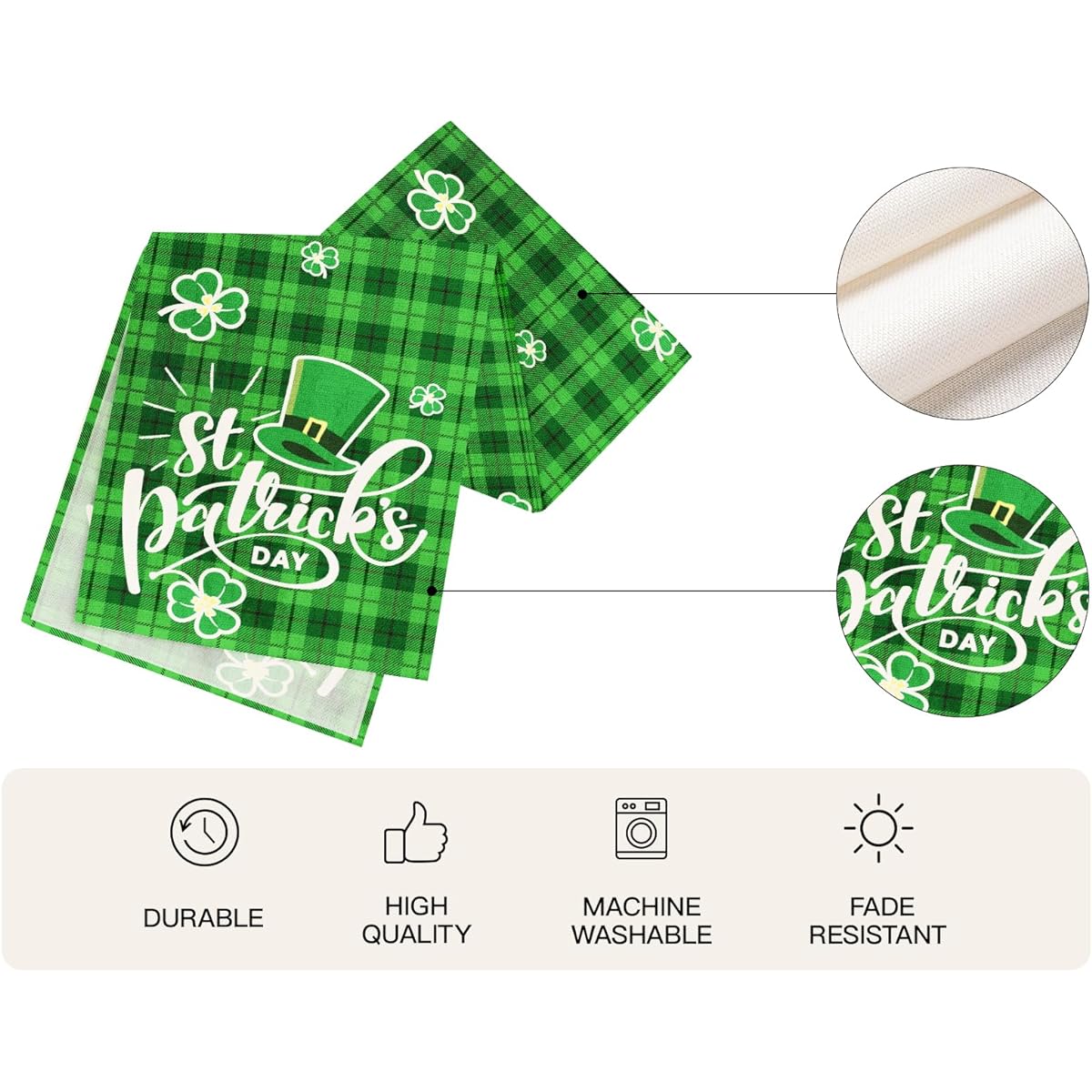 WRAPAHOLIC Shamrock St. Patrick's Day Table Runner - 13 x 72 Inch - Seasonal Clover Farmhouse Burlap for Indoor Kitchen Anniversary Wedding Dining Table Decorations Home Party