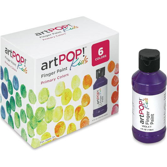 artPOP! Kids Finger Paint Set of 6 Colors, 4 Fluid Ounce, Non-Toxic, Washable Finger Paints, Art Supplies for Preschoolers