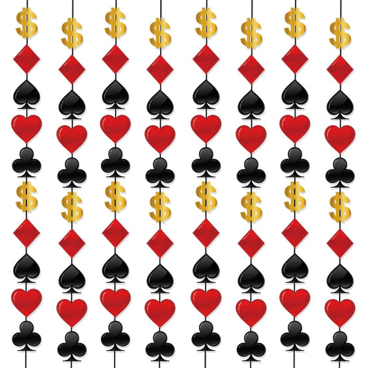 10 Pack Casino Theme Party Decorations Las Vegas Hanging Swirls Red Black Poker Paper Cutouts Party Ceiling Casino Night Las Vegas Night Baby Shower Birthday Party Supplies Decoration Supplies