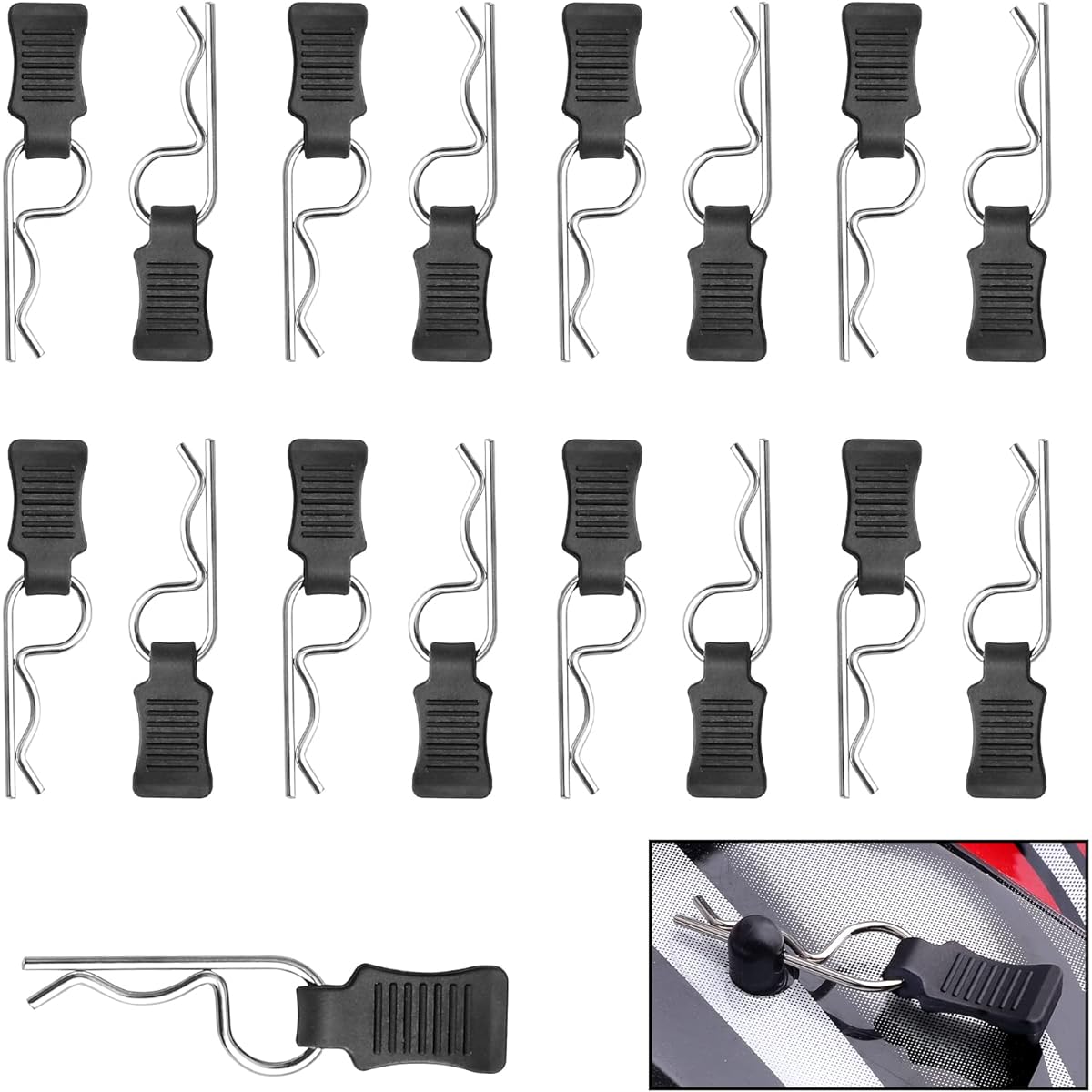 HobbyPark Universal RC Body Clips 50pcs Car Clips with Pull Tabs R Clips for All 1/10 1/12 Scale Redcat HPI HSP Exceed RC Car Parts Truck Buggy Shell Replacement Silver