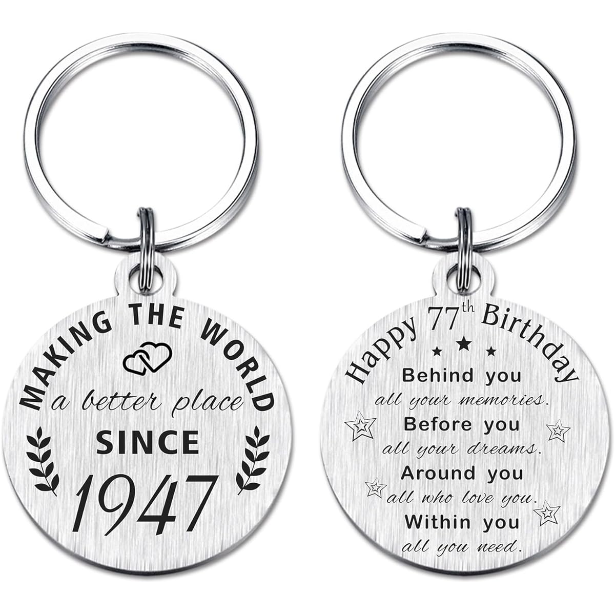 ABNTY 77th Birthday Gifts for Women and Men, 77th Birthday Keychain, Born in 1946 Gift, 1946 Birthday Decorations