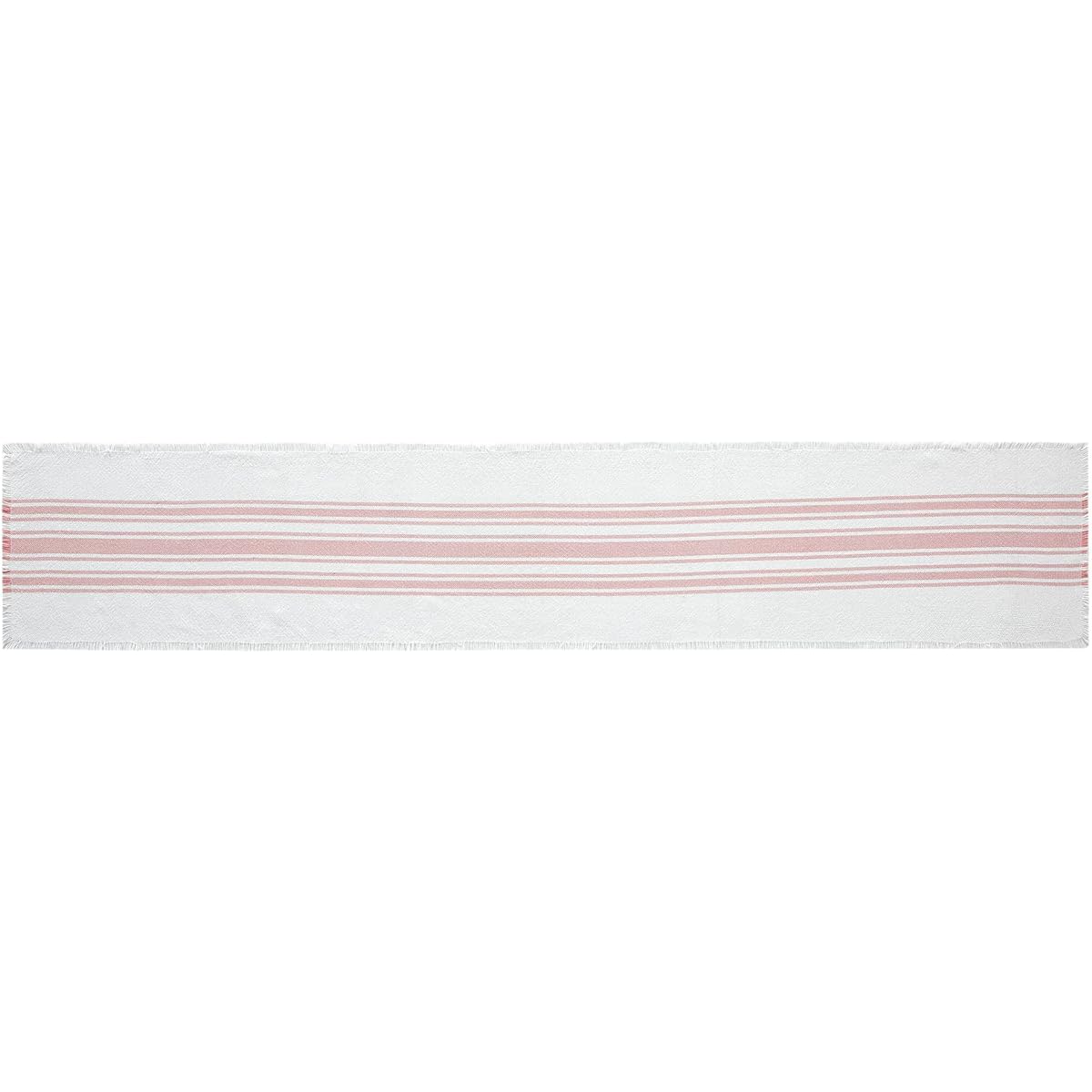 VHC Brands Antique White Striped Farmhouse 12"x72" Table Runner, Pink Recycled Plastic (PET) Striped Waterproof Rectangular Kitchen Table Decor