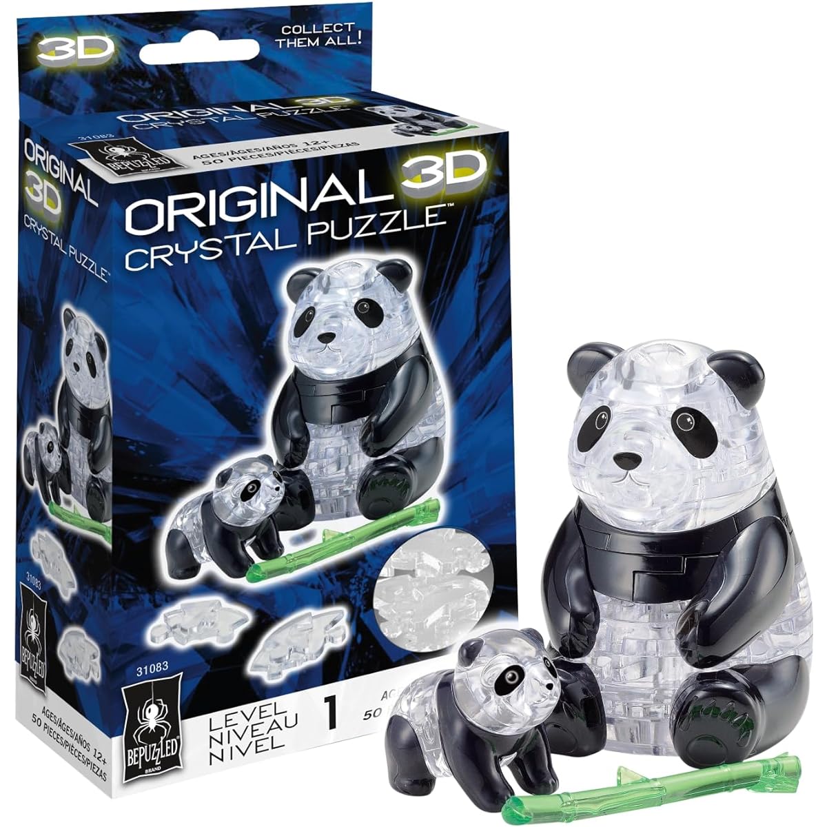 BePuzzled | Panda and Baby Original 3D Crystal Puzzle for ages 12 and up