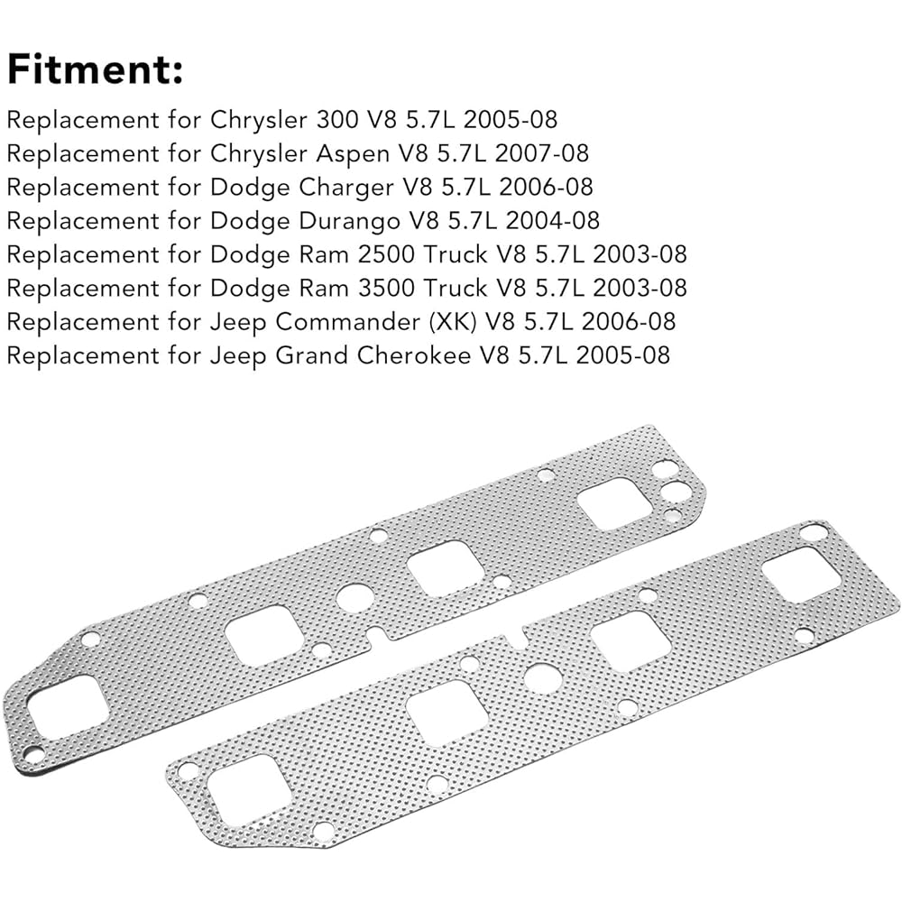Exhaust Manifold Gasket Bolt Stud Kit 53013943AA Replacement for Dodge Ram 1500 2500 3500