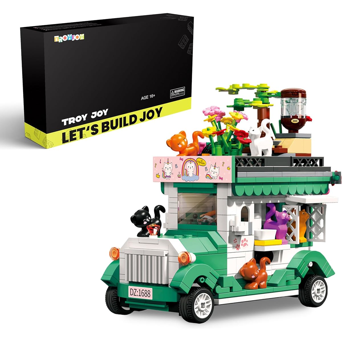 Troy joy Cat Station Wagon Model Building Kit Lego Building Set Blocks Ages 16 and up (594 Pieces)