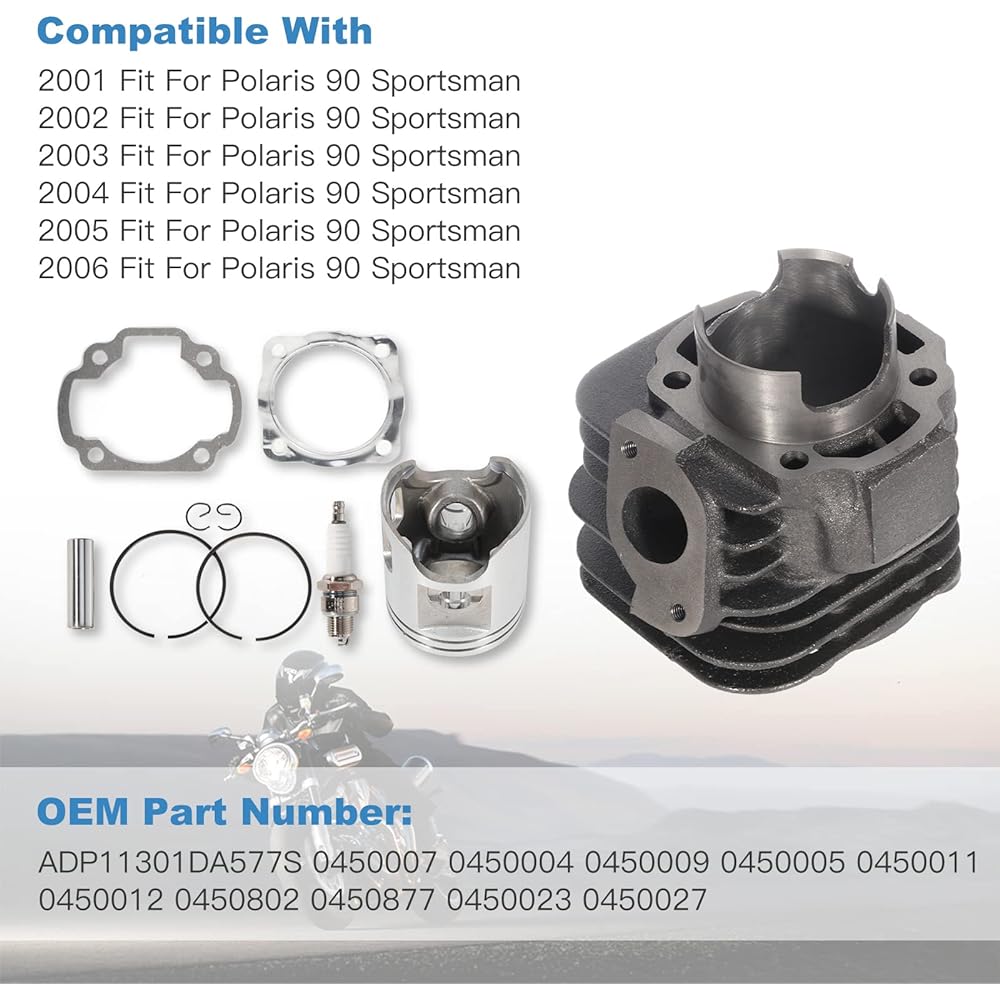ECCPP Cylinder Piston Ring Gasket Compatible with 2001-2006 Polaris 90 Sportsman 90cc Cylinder Piston Gasket Top End Kit 4J2-1111-00-00
