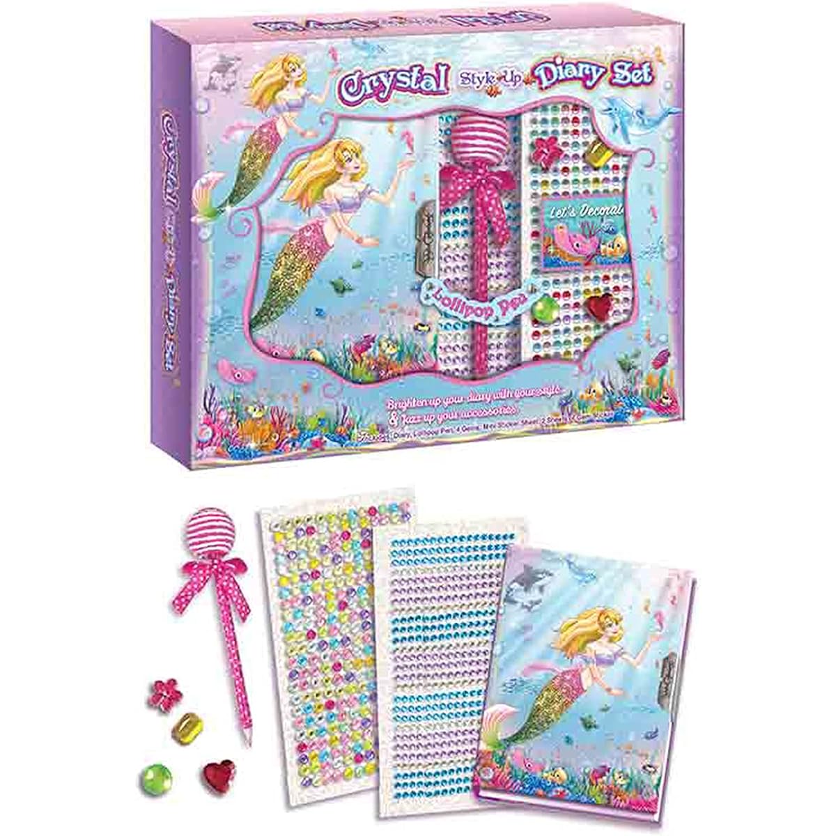DUDUBUY Mermaid Diary with Lock Kids Journal Stationery Set for Little Girls Preschool Teens Learning to Write and Drawing Age 5 6 7 8 Unicorn Gift with Notebook