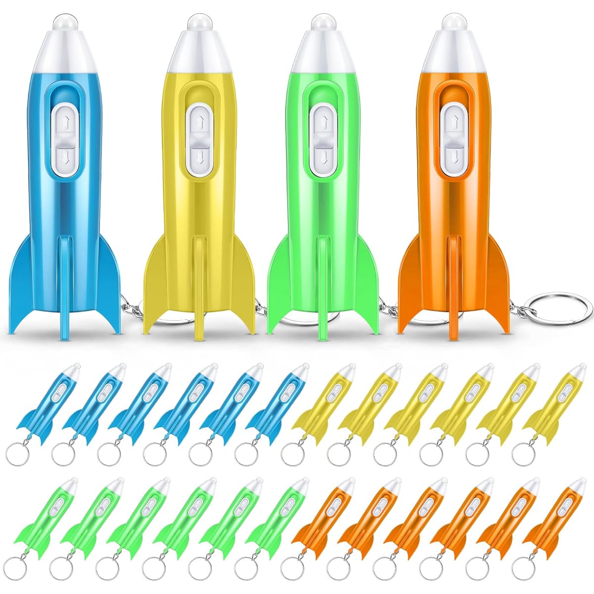 Hortsun Helicopter Mini Flashlight Keychain Space Theme Party Favors Rocket LED Flashlight Helicopter Keyring Astronaut Space Birthday Party Favors (144pcs)