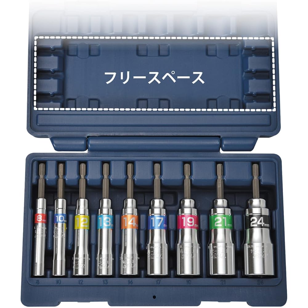 Top Industry (TOP) Power Drill Strong Shaft Socket Set 40V 36V 18V Opposite Width 8~24mm Impact Civil Engineering Construction Tool ETS-824S Tsubame Sanjo Made in Japan