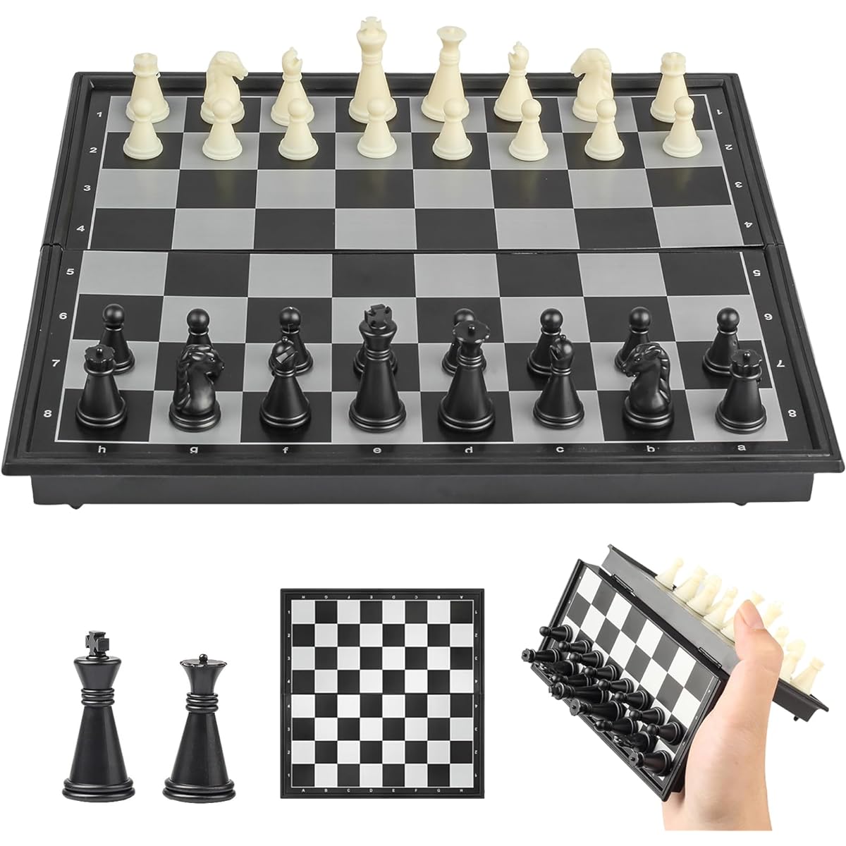 Vikutu Travel Chess Set Magnetic 5.9 Inch Mini Chess Set Small Portable Pocket Folding Chess Board Game