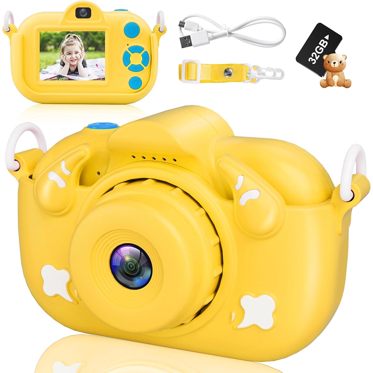 Digital Camera for Kids 1080P Camera for Kids with 32GB Card (Yellow)