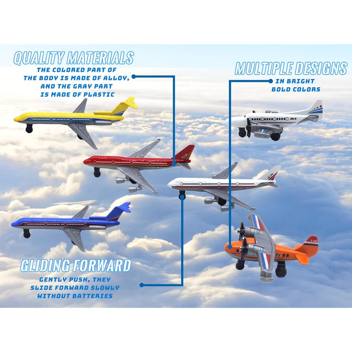 Crelloci Toy Planes 6 Pack Mini Diecast Planes Aircraft Playset Glider Planes Aircraft Toys Birthday Party Favors Toys for Boys Girls