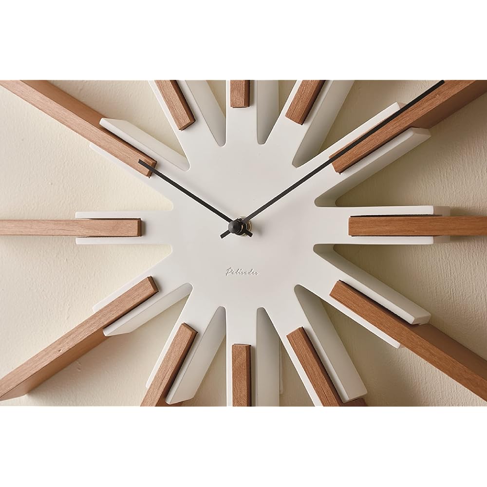 Interform Wall Clock Sirio CL-3346BK White Black Wood Sweep Movement 44cm
