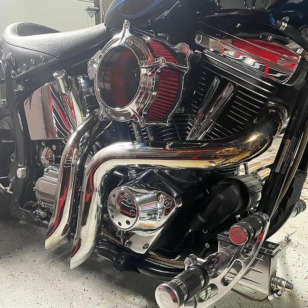 Chrome See-Through Air Cleaner Kit for Harley Softail Deluxe FLSTN/I 2005-2015 Road King FLHR/I Glide 1999-2007 Dyna Wide Glide 1999-2017