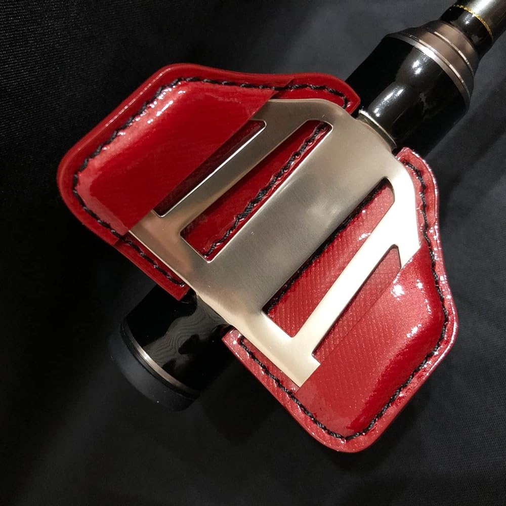 Leather Craft for Anglers (Lcfa) Gamakatsu Hechi Saguri Ginjiro/Ginsaro Dual Use Elbow Pad Cover Embossed Enamel Red