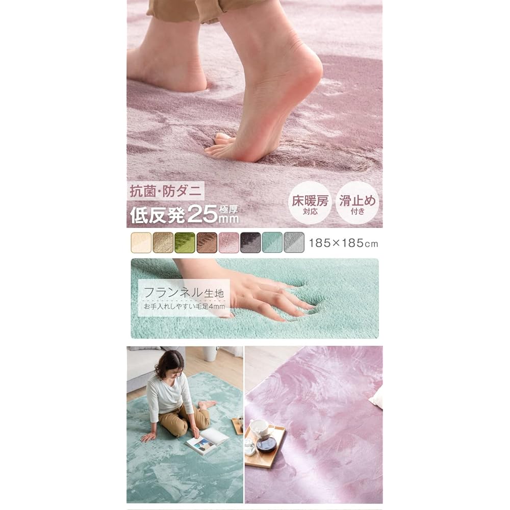 Tansu no Gen Rug Carpet Memory Foam Extra Thick 25mm 185 x 185cm Approximately 2 tatami mats Soundproof Non-slip Floor Heating Hot Carpet Compatible Ivory 24010002 00 (72917)