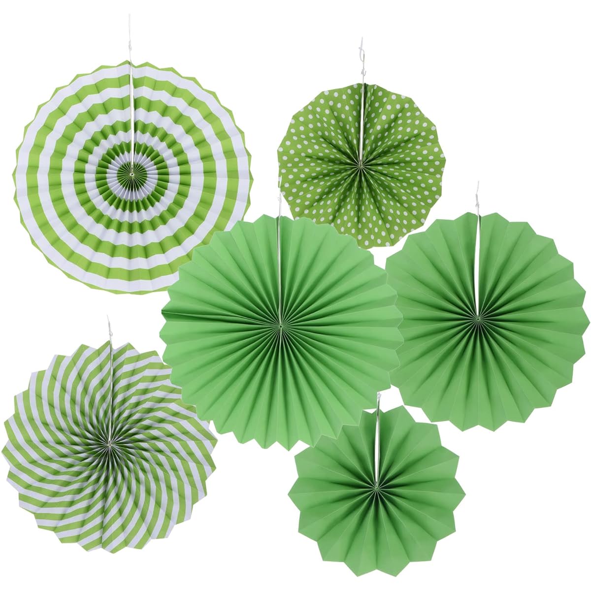 PATIKIL 8"/12"/16" Paper Fans Hanging Decorations, 6 in 1 Set Round Honeycomb Fans for Birthday Wedding Graduation Events Party Green